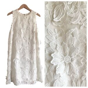Eri + Ali white floral sleeveless shift a line lace applique dress